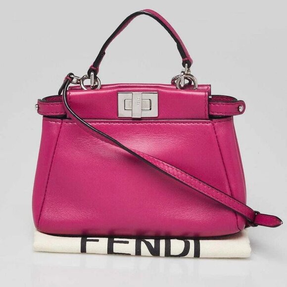Fendi Fuchsia Nappa Leather Micro Peekaboo Bag 8M0355 - Picture 11 of 11